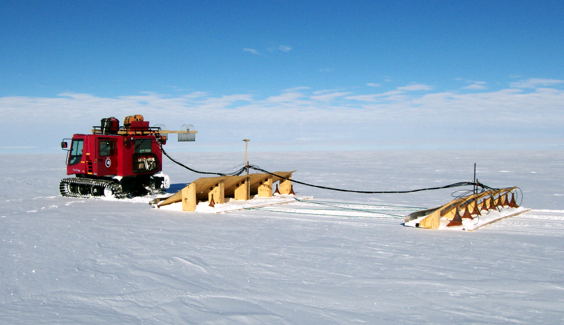 Piston bully pulling radar across West Antarctica.
